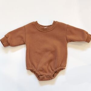 Rust Brown Sweatshirt Romper 3-6 Months
